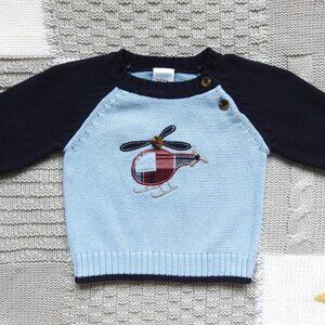 Vintage 2011 Gymboree Blue Helicopter Sweater 0-3M